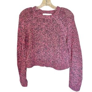 One Grey Day Womens S Sweater Merino Wool Pink Blue Marled Crewneck Winter Fall